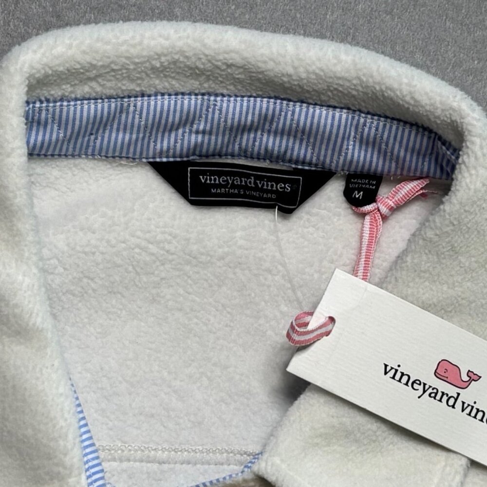 Mens Vineyard Vines Harbor Fleece Shirt Jacket White/Marshmellow Medium NWT $158 - Picture 6 of 11
